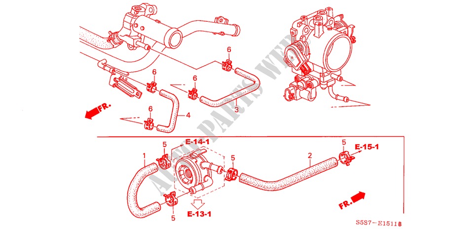 WASSERSCHLAUCH(TYPE R) für Honda CIVIC TYPE R 3 Türen 6 gang-Schaltgetriebe 2003