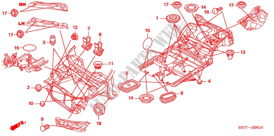 GUMMITUELLE(VORNE) für Honda CIVIC TYPE R     PREMIUM 3 Türen 6 gang-Schaltgetriebe 2005