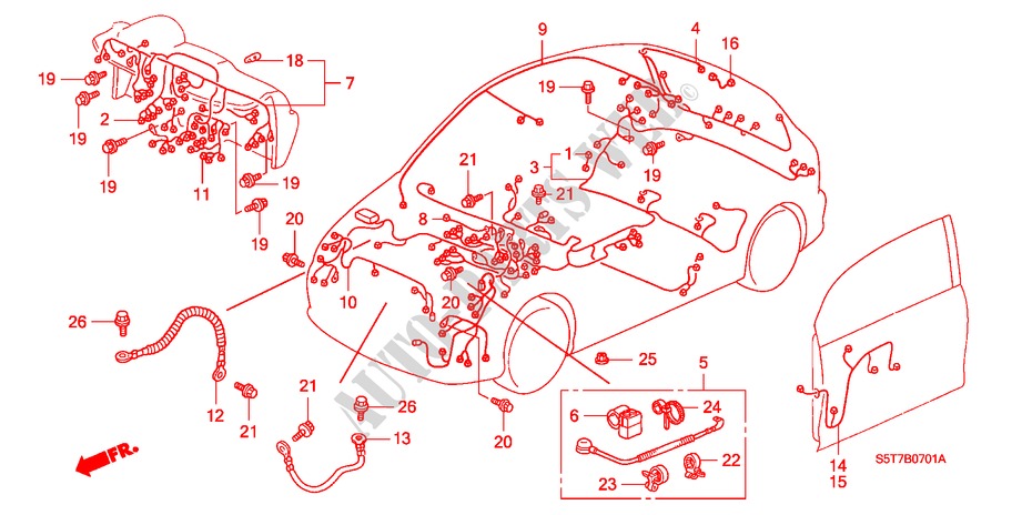 KABELBAUM(RH) für Honda CIVIC TYPE R     PREMIUM 3 Türen 6 gang-Schaltgetriebe 2005