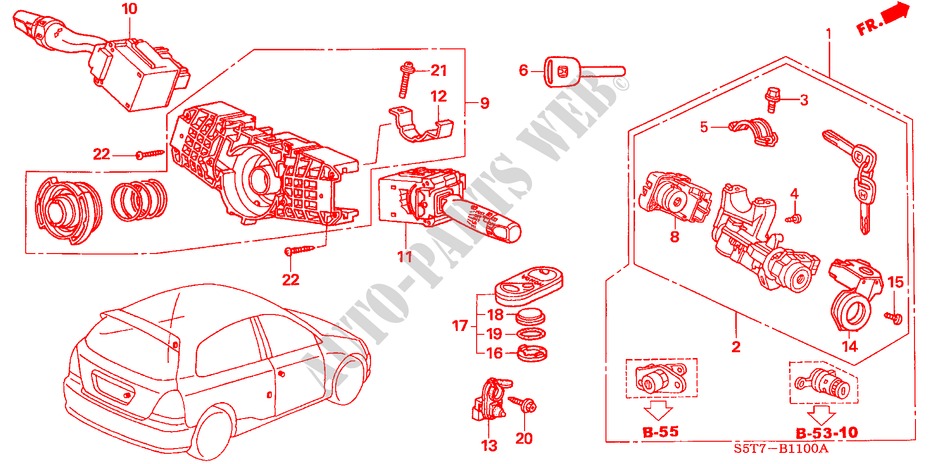 KOMBISCHALTER für Honda CIVIC TYPE R     PREMIUM 3 Türen 6 gang-Schaltgetriebe 2005
