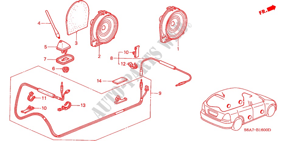 ANTENNE/LAUTSPRECHER für Honda CIVIC 1.6ES 5 Türen 5 gang-Schaltgetriebe 2002
