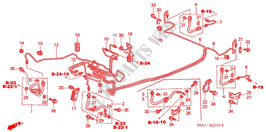 BREMSLEITUNGEN(ABS) (LH) (1.4L/1.6L) für Honda CIVIC 1.6LS 5 Türen 5 gang-Schaltgetriebe 2001