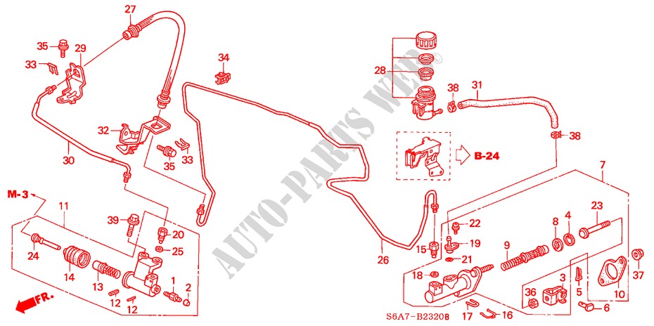 HAUPTKUPPLUNGSZYLINDER (LH) (1.4L/1.6L) für Honda CIVIC 1.6ES 5 Türen 5 gang-Schaltgetriebe 2002