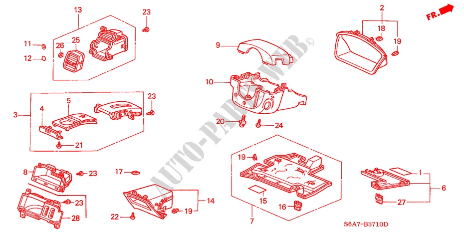 INSTRUMENTENBRETT(LH)(FAHRERSEITE) für Honda CIVIC 1.6ES 5 Türen 5 gang-Schaltgetriebe 2002