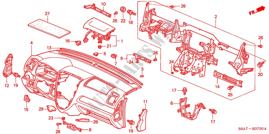 INSTRUMENTENBRETT(LH) für Honda CIVIC 1.6LS 5 Türen 5 gang-Schaltgetriebe 2001