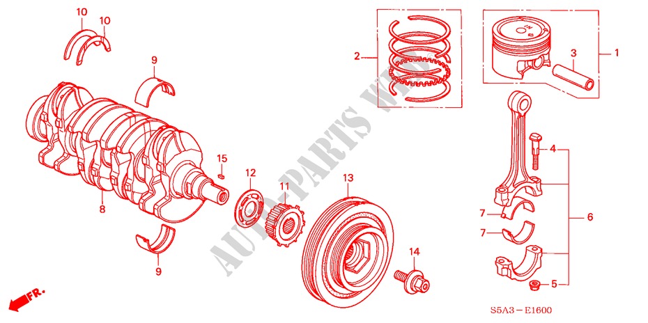KOLBEN/KURBELWELLE(1.4L/1.5L/1.6L/1.7L) für Honda CIVIC VTI 5 Türen 5 gang-Schaltgetriebe 2001