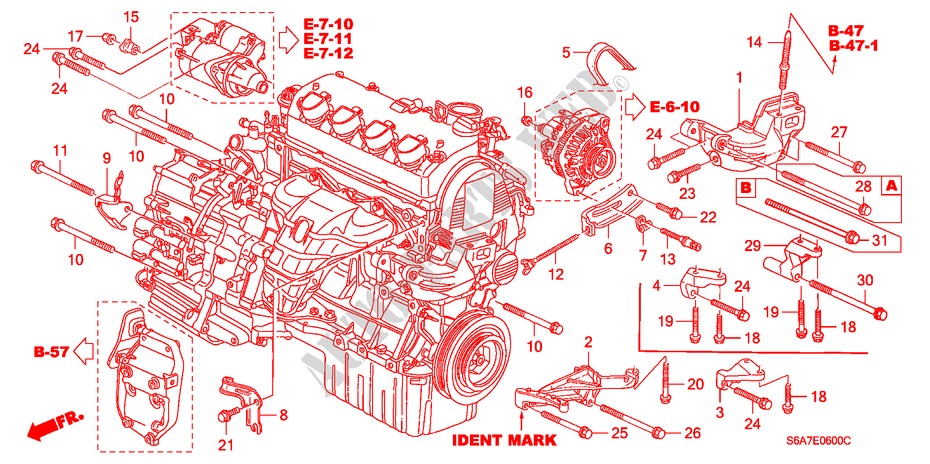 MOTORHALTERUNG (1.4L/1.5L/1.6L/1.7L) für Honda CIVIC 1.6ES 5 Türen 5 gang-Schaltgetriebe 2002