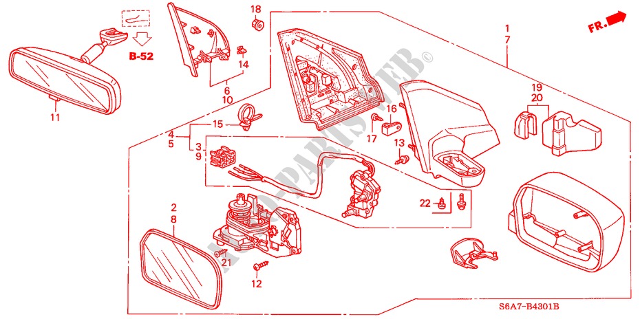 SPIEGEL(FERNBEDIENUNG) (1) für Honda CIVIC 1.6LS 5 Türen 5 gang-Schaltgetriebe 2001