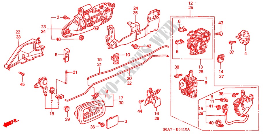 TUERSCHLOESSER, HINTEN/AEUSSERER GRIFF für Honda CIVIC 1.6LS 5 Türen 5 gang-Schaltgetriebe 2001
