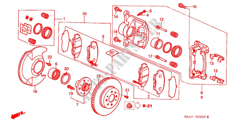 VORDERRADBREMSE(1) für Honda CIVIC 1.6LS 5 Türen 5 gang-Schaltgetriebe 2001