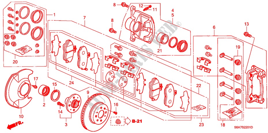 VORDERRADBREMSE(2) für Honda CIVIC 1.6LS 5 Türen 5 gang-Schaltgetriebe 2001