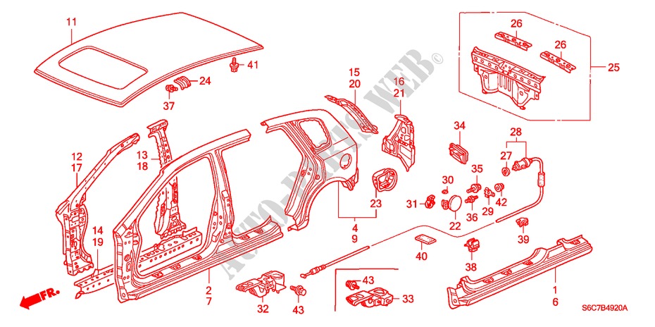 AUSSENBLECHE/DACHPLATTE für Honda CIVIC 1.4SE 5 Türen 4 gang automatikgetriebe 2005