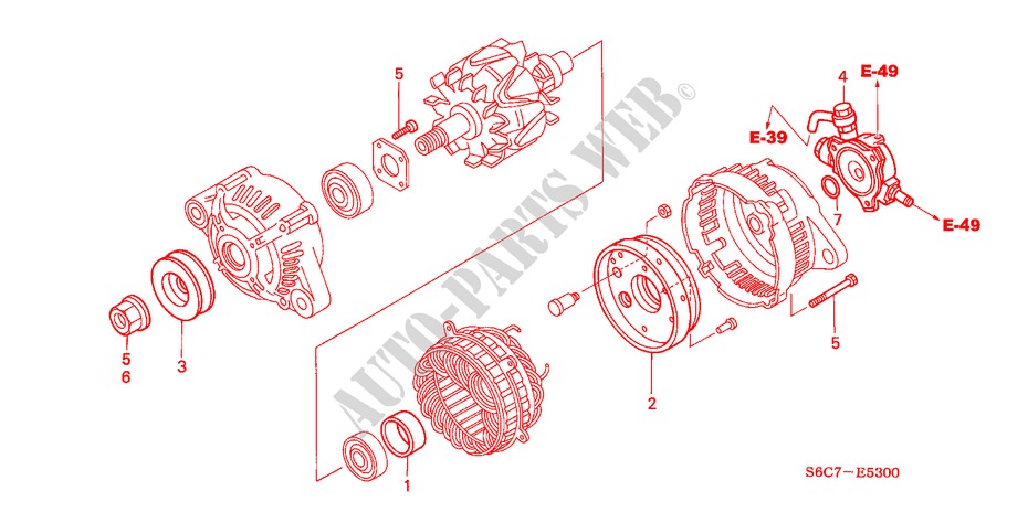 GENERATOR(EINZELTEILE)(DIESEL) für Honda CIVIC 1.7LS 5 Türen 5 gang-Schaltgetriebe 2005
