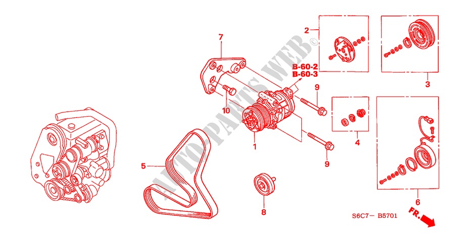 KLIMAANLAGE (KOMPRESSOR) (DIESEL) für Honda CIVIC 1.7LS 5 Türen 5 gang-Schaltgetriebe 2005