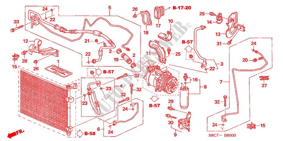 KLIMAANLAGE(SCHLAEUCHE/LEITUNGEN) (LH) für Honda CIVIC 1.6ES 5 Türen 4 gang automatikgetriebe 2005