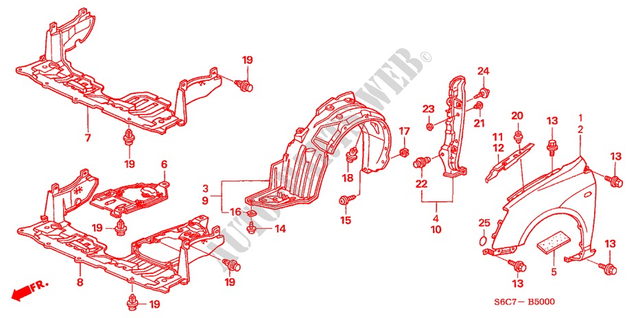 KOTFLUEGEL, VORNE für Honda CIVIC 1.6ES 5 Türen 5 gang-Schaltgetriebe 2005