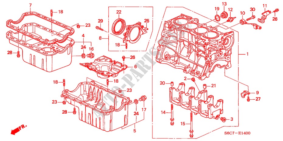 ZYLINDERBLOCK/OELWANNE (1.4L/1.5L/1.6L/1.7L) für Honda CIVIC 1.6ES 5 Türen 4 gang automatikgetriebe 2005