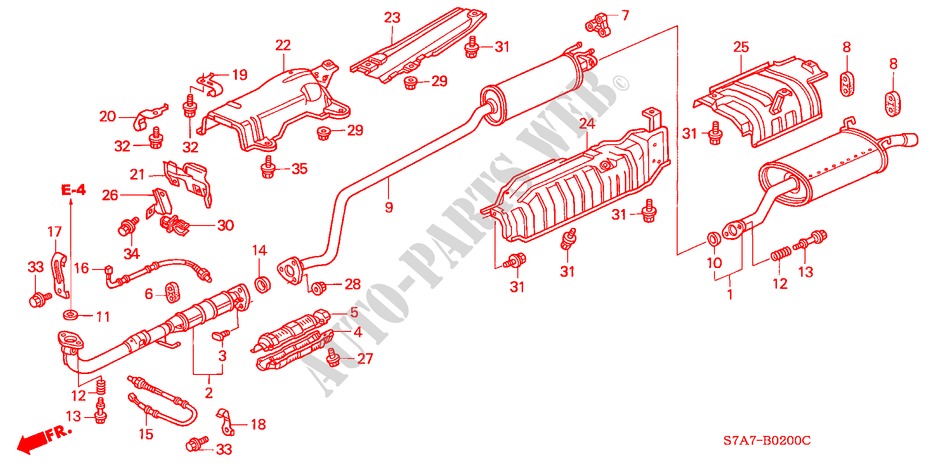 AUSPUFFROHR/SCHALLDAEMPFER (1.7L) für Honda STREAM 1.7ES 5 Türen 5 gang-Schaltgetriebe 2003