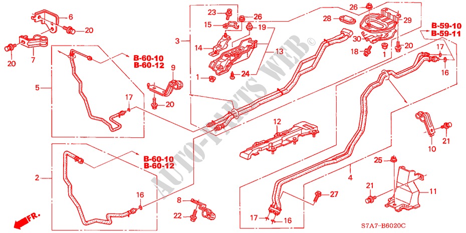 HINTERER SCHLAUCH/HINTERES ROHR(LH) (ZWEIFACH) (2.0L) für Honda STREAM 2.0ES 5 Türen 5 gang automatikgetriebe 2001