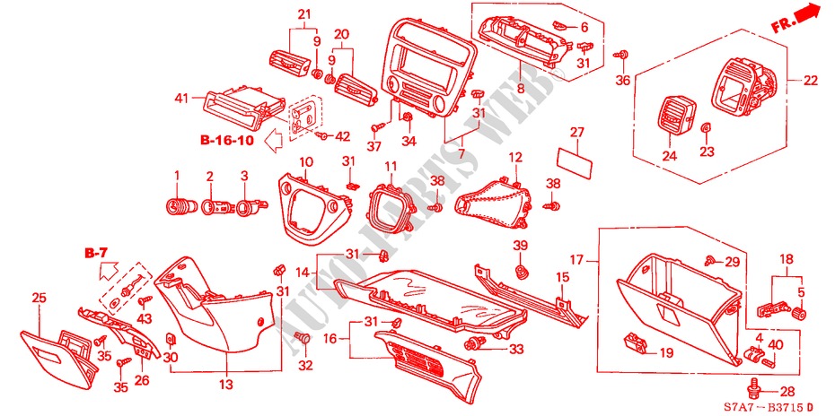 INSTRUMENTENBRETT(LH)(BEIFAHRERSEITE) für Honda STREAM 2.0SI 5 Türen 5 gang automatikgetriebe 2002