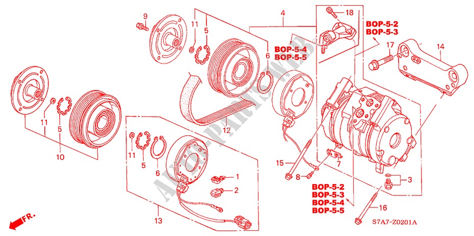 KLIMAANLAGE (KOMPRESSOR) (2.0L) für Honda STREAM 2.0SI 5 Türen 5 gang automatikgetriebe 2003