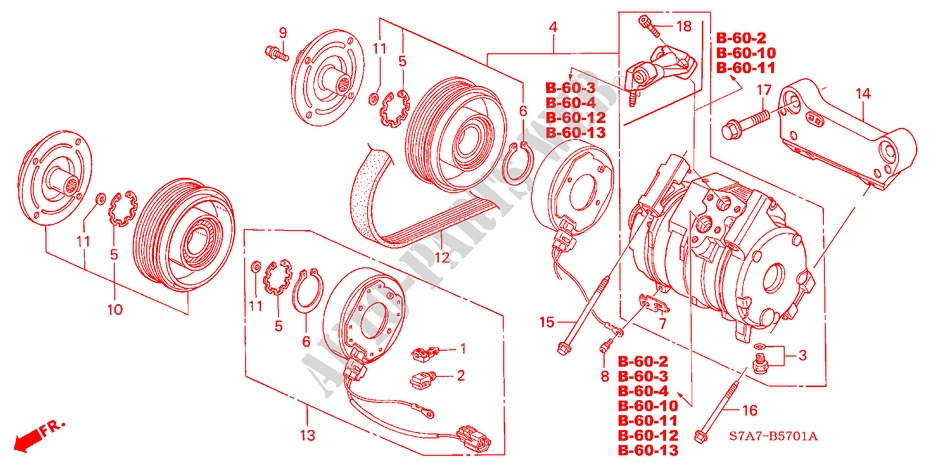 KLIMAANLAGE (KOMPRESSOR) (2.0L) für Honda STREAM 2.0SI 5 Türen 5 gang automatikgetriebe 2004
