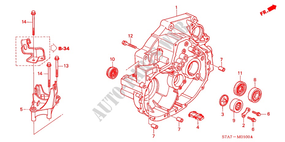 KUPPLUNGSGEHAEUSE(1.7L) für Honda STREAM 1.7ES 5 Türen 5 gang-Schaltgetriebe 2003