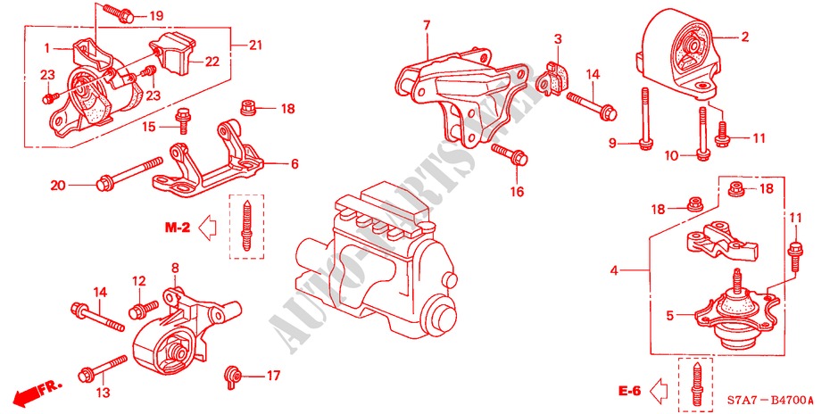 MOTORBEFESTIGUNGEN(1.7L) (MT) für Honda STREAM 1.7ES 5 Türen 5 gang-Schaltgetriebe 2003