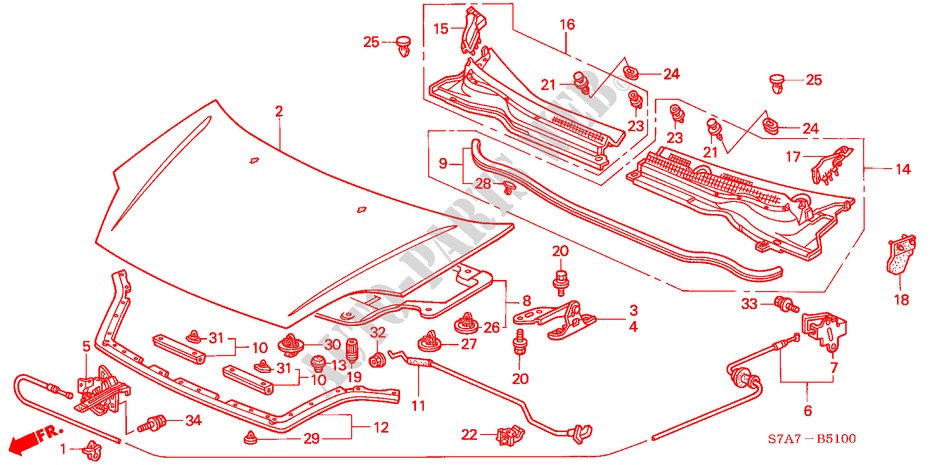 MOTORHAUBE(LH) für Honda STREAM 2.0SI 5 Türen 5 gang automatikgetriebe 2004