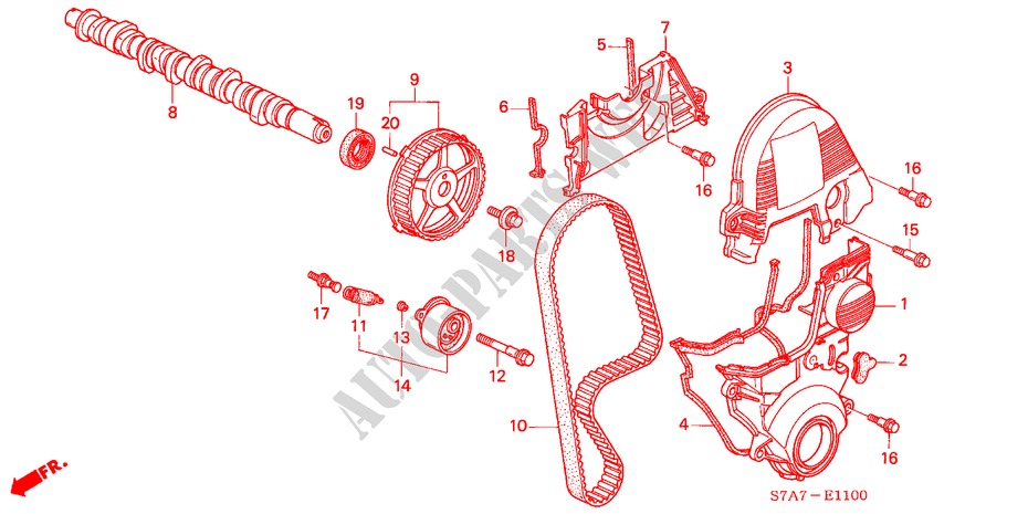 NOCKENWELLE/STEUERRIEMEN (1.7L) für Honda STREAM 1.7ES 5 Türen 5 gang-Schaltgetriebe 2002