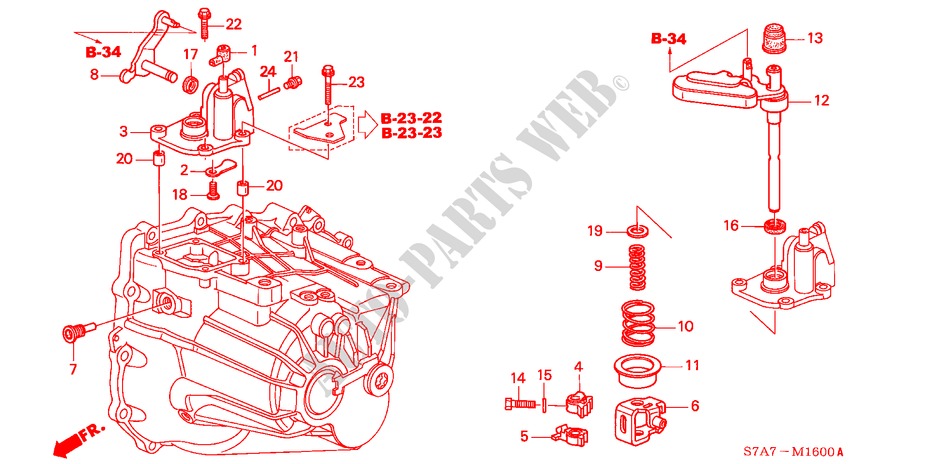 SCHALTSTANGE/SCHALTARM (2.0L) für Honda STREAM 2.0SI 5 Türen 5 gang-Schaltgetriebe 2004