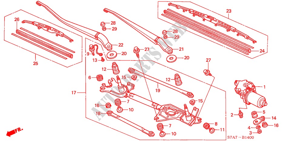SCHEIBENWISCHER, VORNE(LH) für Honda STREAM 1.7ES 5 Türen 5 gang-Schaltgetriebe 2003