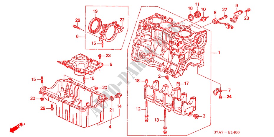 ZYLINDERBLOCK/OELWANNE (1.7L) für Honda STREAM 1.7ES 5 Türen 5 gang-Schaltgetriebe 2003