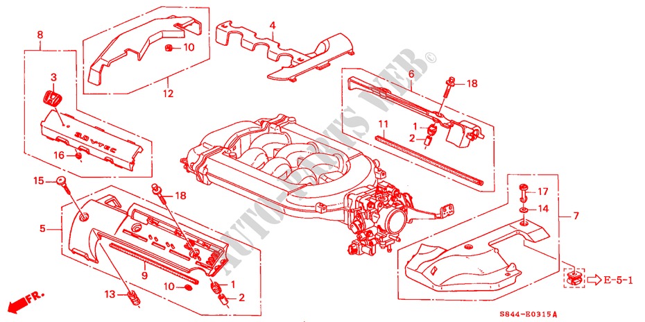 ANSAUGKRUEMMERABDECKUNG(1) für Honda ACCORD COUPE 3.0IV6 2 Türen 4 gang automatikgetriebe 1998