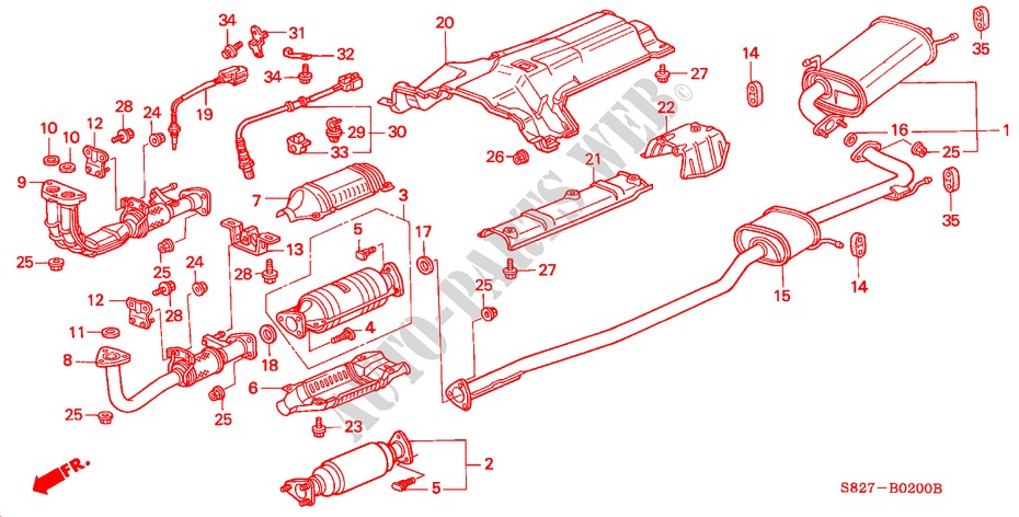 AUSPUFFROHR(L4) für Honda ACCORD COUPE 2.0IES 2 Türen 4 gang automatikgetriebe 2000