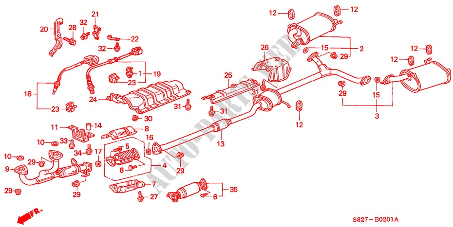AUSPUFFROHR(V6) für Honda ACCORD COUPE 3.0IV6 2 Türen 4 gang automatikgetriebe 2000
