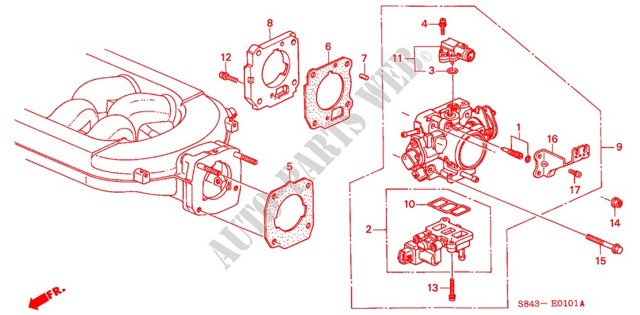 DROSSELKLAPPENGEHAEUSE(V6) für Honda ACCORD COUPE 3.0IV6 2 Türen 4 gang automatikgetriebe 2000