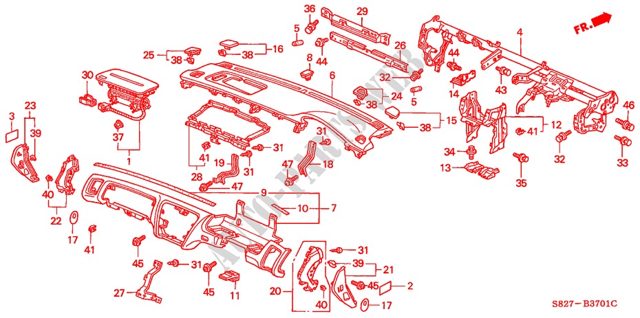 INSTRUMENTENBRETT(RH) für Honda ACCORD COUPE 2.0IES 2 Türen 5 gang-Schaltgetriebe 2000