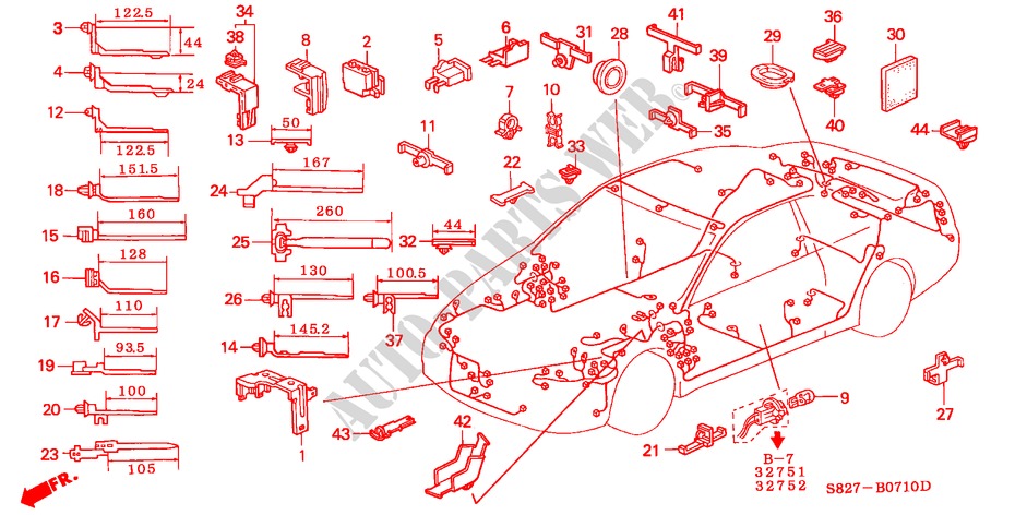 KABELBAUMBAND/BUEGEL für Honda ACCORD COUPE 2.0IES 2 Türen 5 gang-Schaltgetriebe 2000