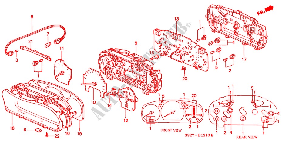 KOMBIINSTRUMENT(L4) für Honda ACCORD COUPE 2.0IES 2 Türen 4 gang automatikgetriebe 2000