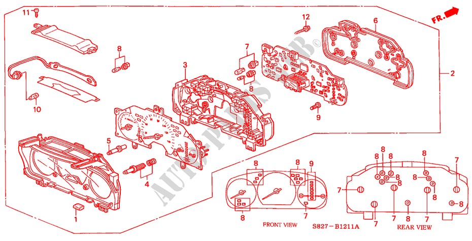 KOMBIINSTRUMENT(V6) für Honda ACCORD COUPE 3.0IV6 2 Türen 4 gang automatikgetriebe 2000