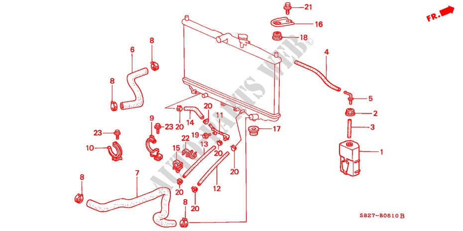 KUEHLERSCHLAUCH(L4) für Honda ACCORD COUPE 2.0IES 2 Türen 5 gang-Schaltgetriebe 1998
