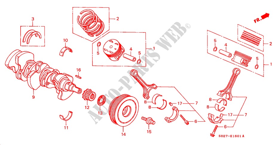 KURBELWELLE/KOLBEN(V6) für Honda ACCORD COUPE 3.0IV6 2 Türen 4 gang automatikgetriebe 1999
