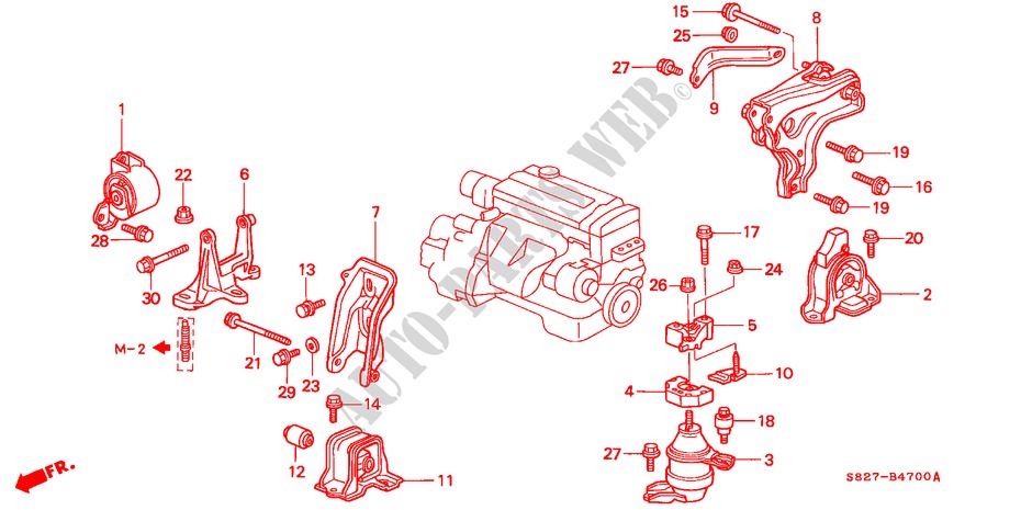 MOTORBEFESTIGUNGEN(L4)(MT) für Honda ACCORD COUPE 2.0IES 2 Türen 5 gang-Schaltgetriebe 2000
