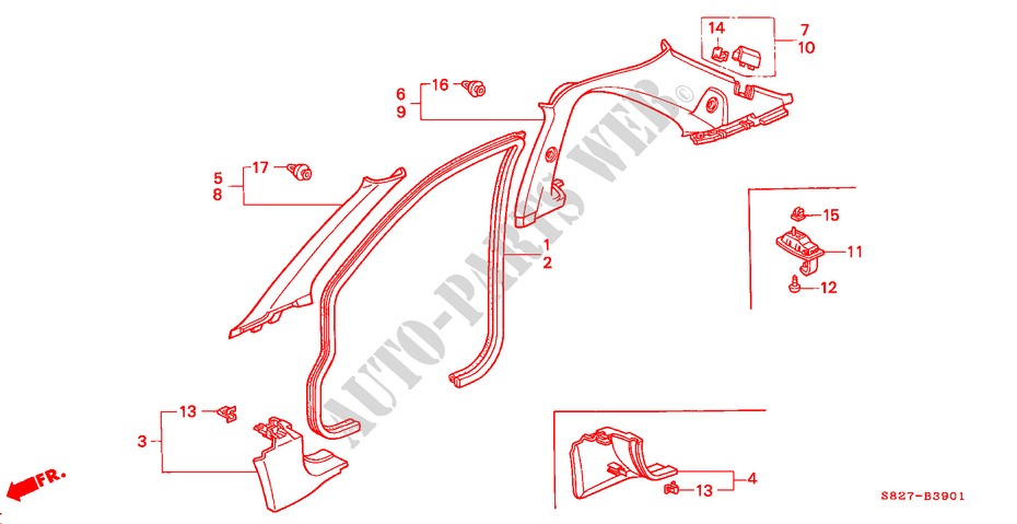 SAEULENZIERSTUECK(RH) für Honda ACCORD COUPE 2.0IES 2 Türen 5 gang-Schaltgetriebe 2000
