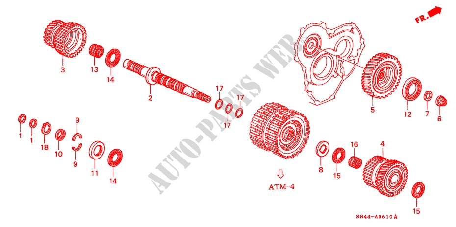 SEKUNDAERWELLE(L4) für Honda ACCORD COUPE 2.0IES 2 Türen 4 gang automatikgetriebe 2001