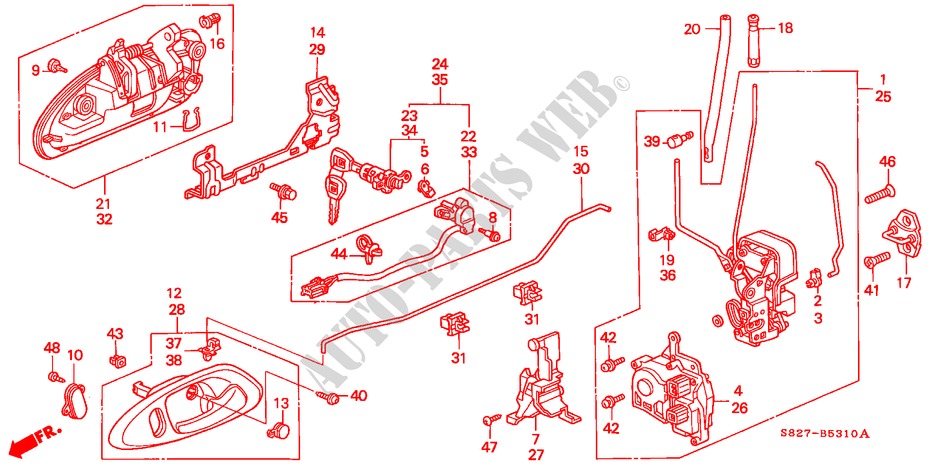 TUERSPERREN für Honda ACCORD COUPE 2.0IES 2 Türen 5 gang-Schaltgetriebe 2000