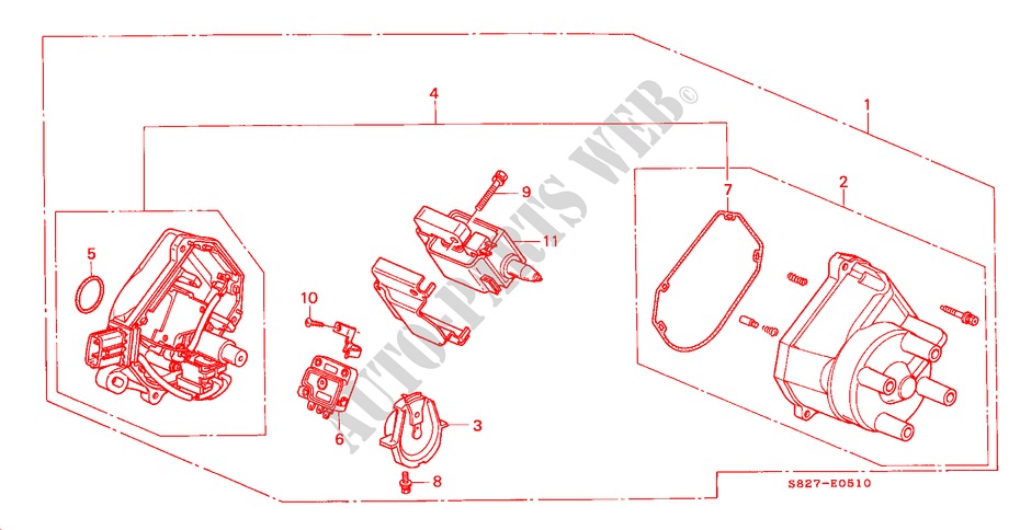 VERTEILER(HITACHI)(L4) für Honda ACCORD COUPE 2.0IES 2 Türen 5 gang-Schaltgetriebe 2000
