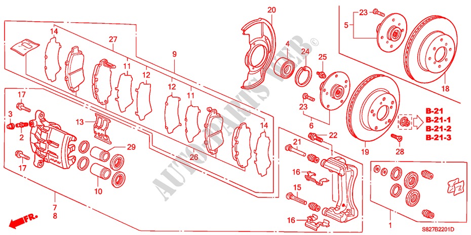 VORDERRADBREMSE(2) für Honda ACCORD COUPE 3.0IV6 2 Türen 4 gang automatikgetriebe 2000