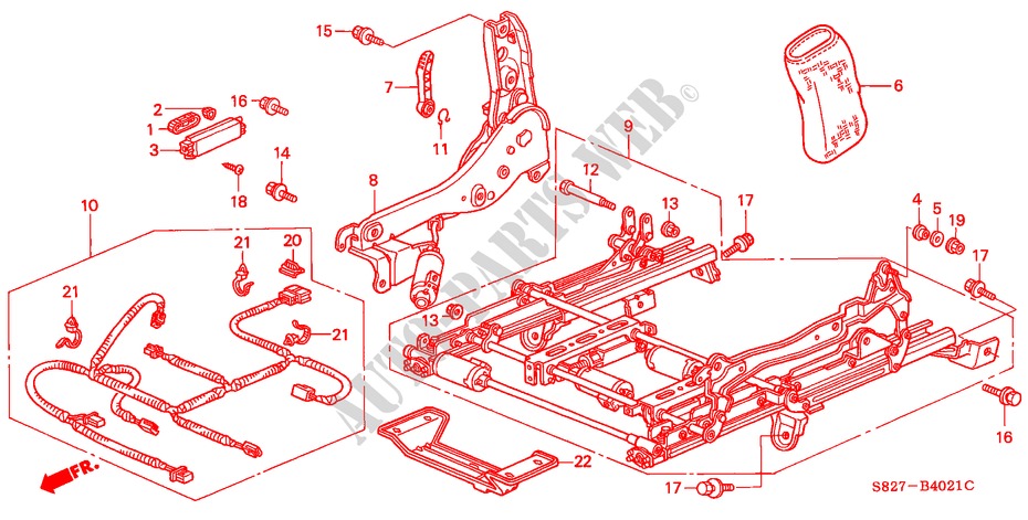 VORNE SITZKOMPONENTEN (R.)(2) für Honda ACCORD COUPE 3.0IV6 2 Türen 4 gang automatikgetriebe 1998